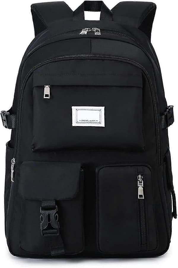 Large Capacity Backpack, Waterproof School Backpack with Multiple Pockets - Black