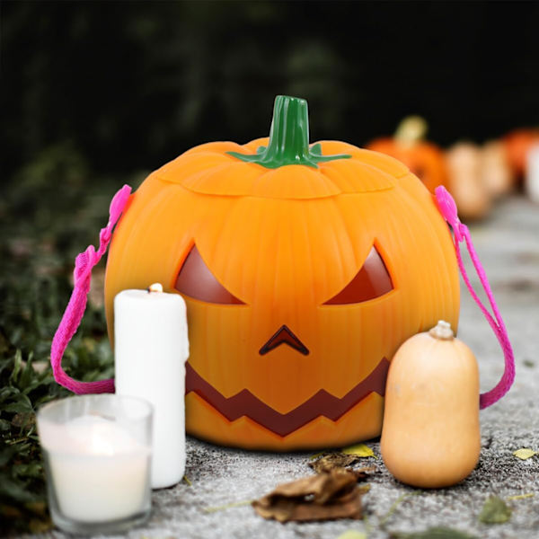Halloween-lykt med håndtak, gresskarlampe, 1 stk dekorativ gresskarlampe, håndholdt gresskarlampe med justerbar ledning LED