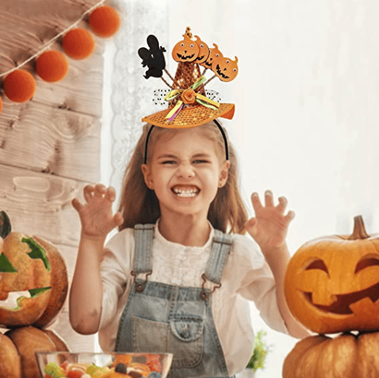 2 stk. heksehovedbånd med græskarhat til Halloween, heksehat, hårtilbehør, kostume