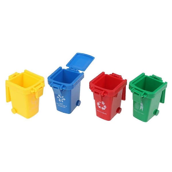 4 pcs/set Mini Trash Can Dustbin Peony Parrot Intelligence Training Toys Pet Supplies