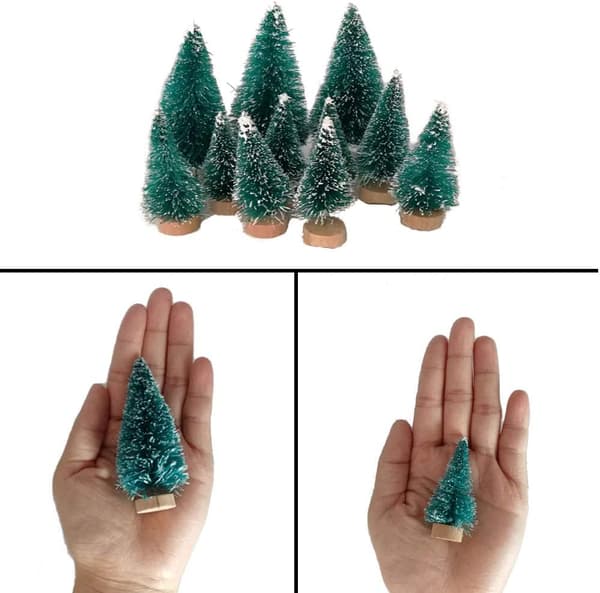 (3.5/4.5/6.5/8.5cm) 50 stk Mini Juletræ Gran Kunstig Chri