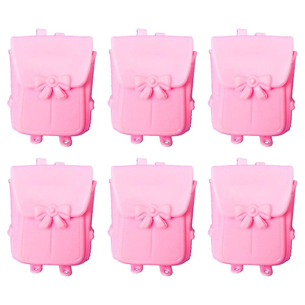 6 st Mini Ryggsäckar för Babydockor Söta Axelväska Modell Mini Skolväska Rosa 5,6X4,3X2,4CM Pink 5.6X4.3X2.4CM
