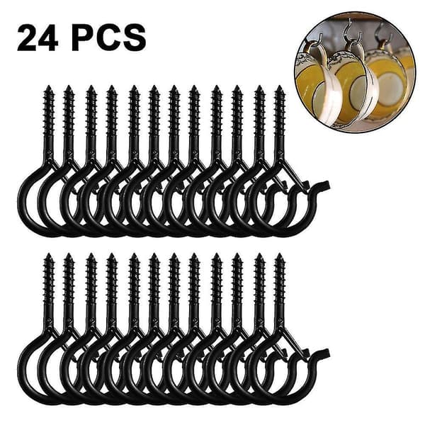 Black A 24 Pcs Screw-in Hooks Outdoor String Light Safety Screw