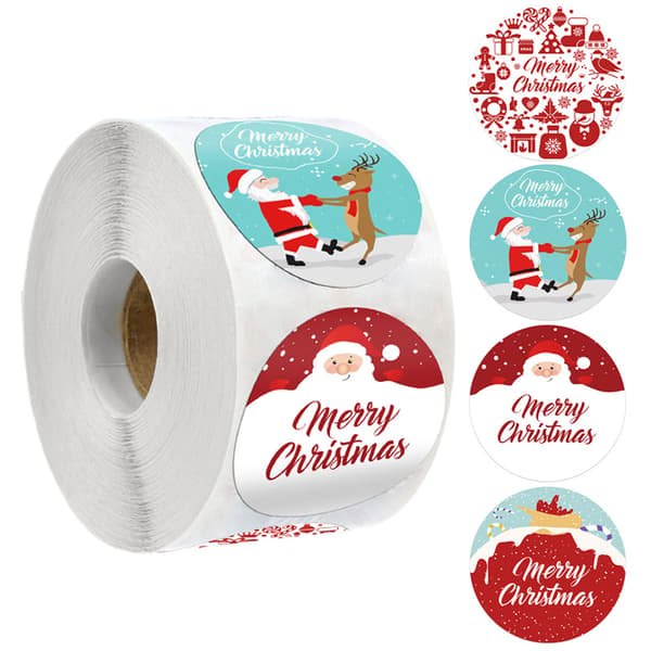 Blue 3.8 cm Roll Christmas Stickers, Gift Packaging Seal Label, Merry Ch