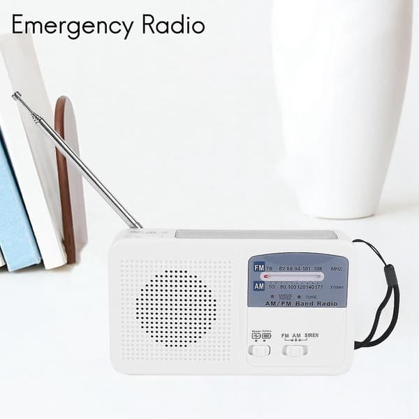 Emergency Radio with Solar and Hand Crank, Battery Powered USB Charging, FM/AM Radio, LED Flashlight