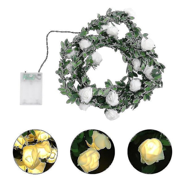 3m 20 Lampor Simuleringsblad Rattan LED-Ljus Rum Strängljus DIY Kranslampa För Bröllop Födelsedag Alla Hjärtans Dag (Batteripaket)