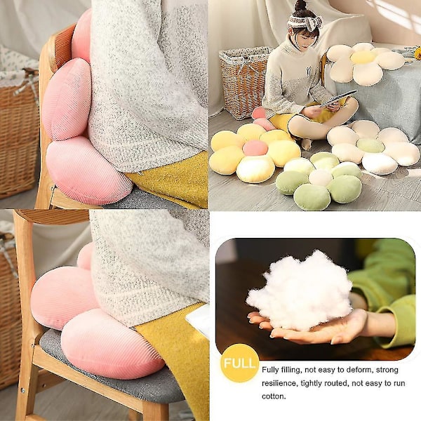 Blomformad Kudde Golvstol Sittdyna, Mjuk Bekväm Plysch Kudde Tatami Sittdyna 35x35cm