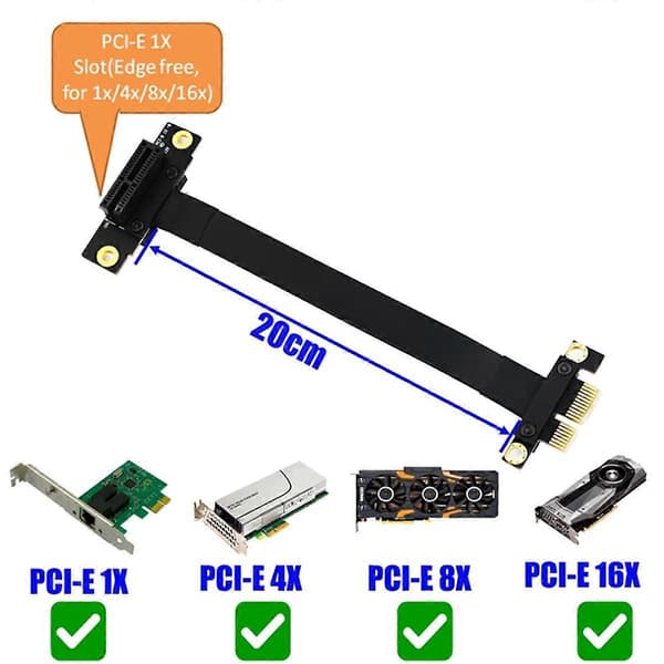 PCIE PCI Riser PCI-E Express Riser-kort PCIE X1 Forlengelseskabel for Hovedkort Extender Converter Adapterkabel 20cm