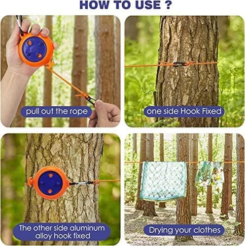 1 set orange foldable clothesline, portable non-slip clothesline