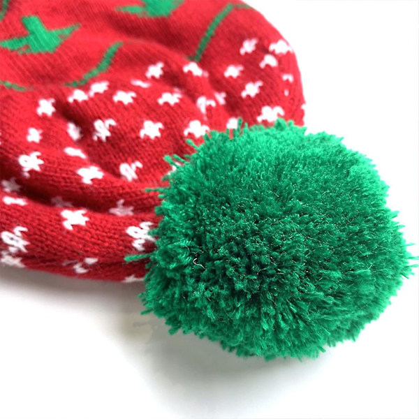 Tomtehatt Julstickad Hatt Juldekoration Ullhatt med Pompom Höst Vinter