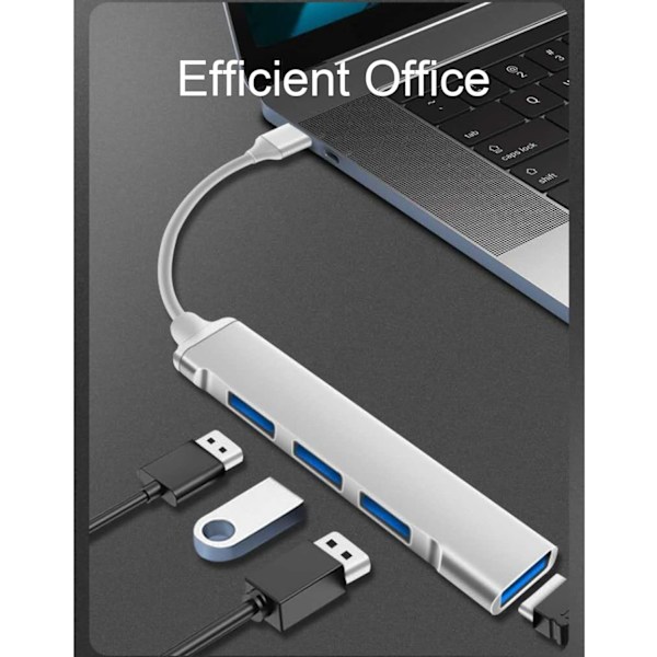 USB-hub, 4-porters USB 3.0 Multi USB-hub, USB C-hub 5 Gbps adapter bærbar multi data-hub adapter