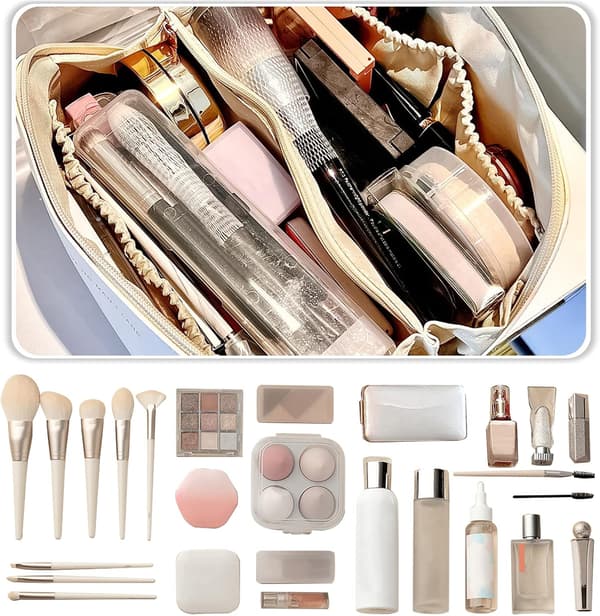 Women's Makeup Bag, Large Capacity, Toiletry Bag with Handle, Waterproof