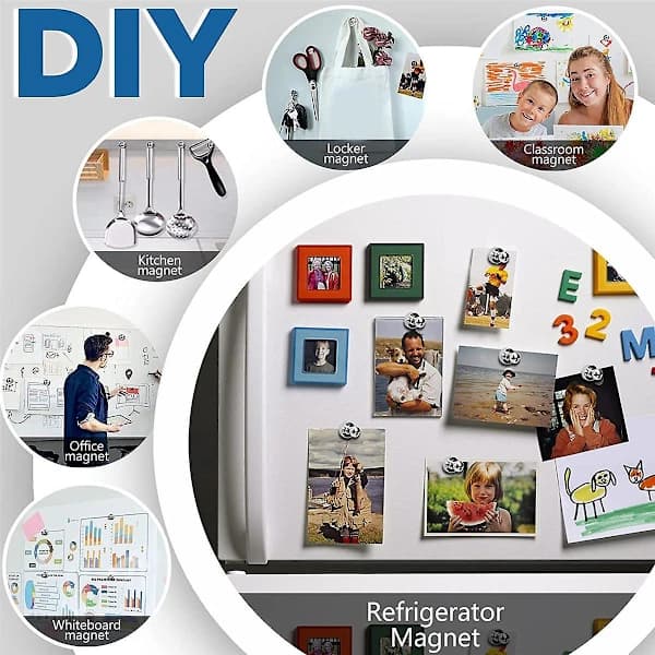 25 Strong Silver Refrigerator Magnets, Push Pin Magnets, Powerful Whiteboard Magnets for Cabinets, M