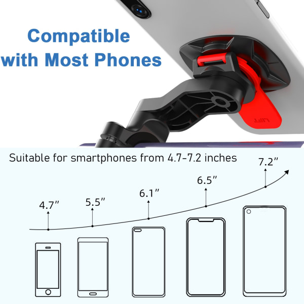 1 STK (rød) telefonholder, sykkelholder for elektrisk kjøretøy og motorsykkel, egnet for alle mobiltelefoner