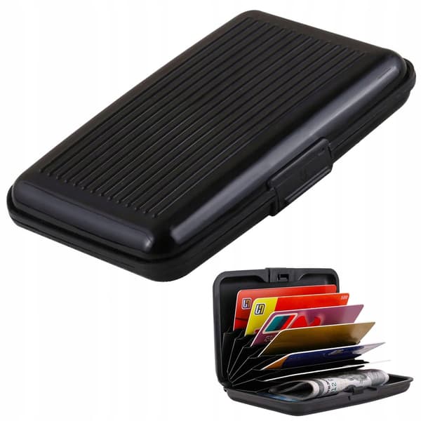 Aluminium Card Case - Protection for Cards, Documents, and Cash with RFID Blocking, 6 Compartments, and Quick Opening