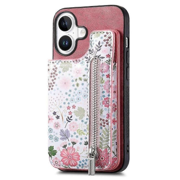Case for iPhone 16 Plus Pattern Stand Wallet Leather+TPU Phone Cover RFID Blocking