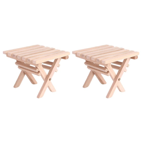 2 Pcs Lawn Ornaments Accessories Miniature Scene Furniture Mini Collapsible Table Miniature Dining T