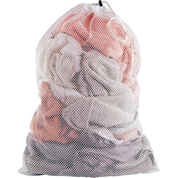 Kommersiell Nätväsk för Tvätten, Robust Nätmaterial med Dragkedja, Maskintvättbar Nätväsk för Fabriker, (24\" x 36\", Vit)