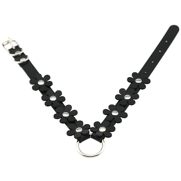 Svart Justerbar Elastisk PU Läder Punk Gotisk för Kvinnor och Flickor mycket säker och lätt att bära (33cm~39cm)