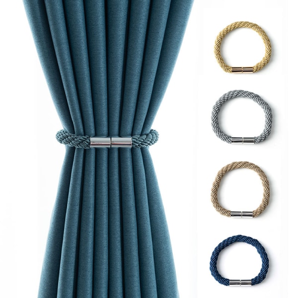 2pcs Blue Magnetic Curtain Tieback Curtain Clips Rope Curtain Holder for Decoration