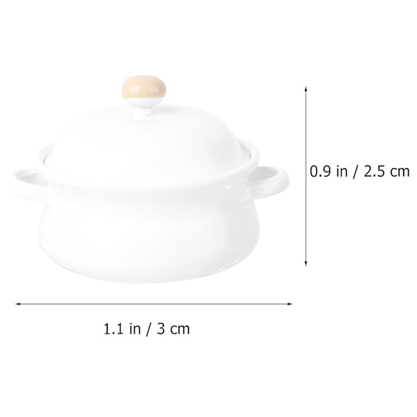 1 stk Mini Gryte Modell Mini Hus Miniatyr Gryte Skrivebords Ornament Hvit 3x2.5cm