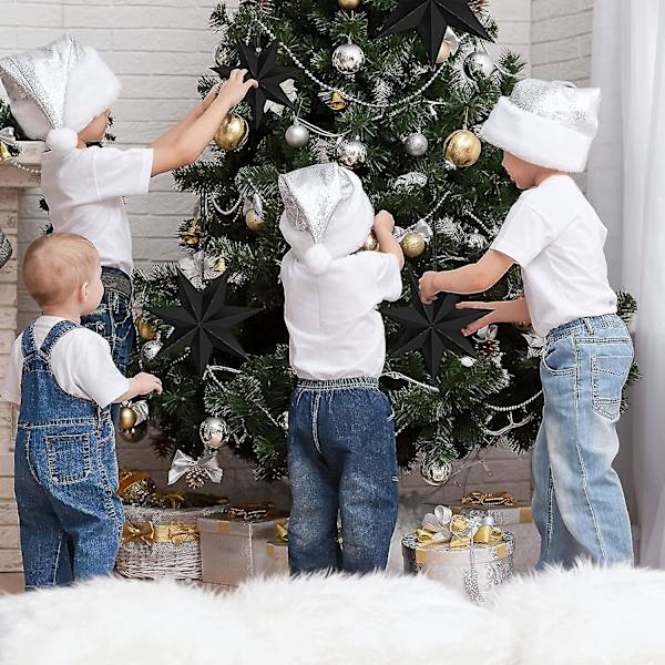 Julhängande Stjärndekoration Svart Spetsig Pappersstjärna För DIY Vinterbröllop Juldekorationer-juldekorationer (2 st, Svart)