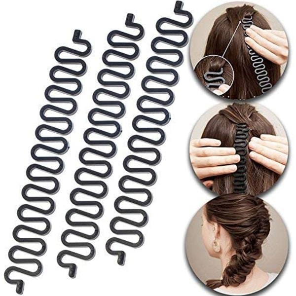 5 Pcs Hair Braiding Tool Roller With Hook Magic Hair Twist Styling  DIY Hair Style Accessories Black