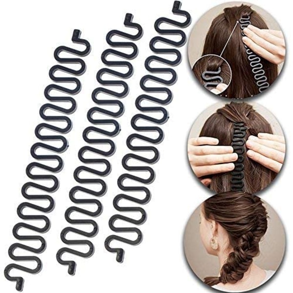 5 st Hårflätning Verktyg Roller Med Krok Magic Hair Twist Styling DIY Hårstilstillbehör Svart