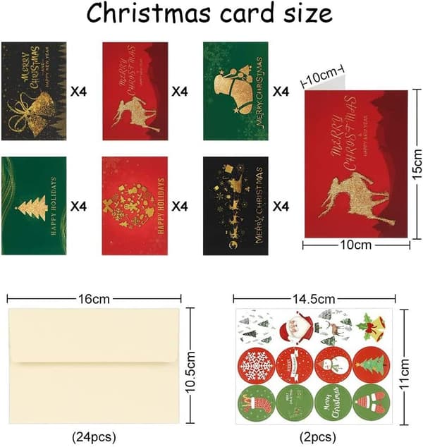 24 stk. God Jul-kort, julekort med konvolutter