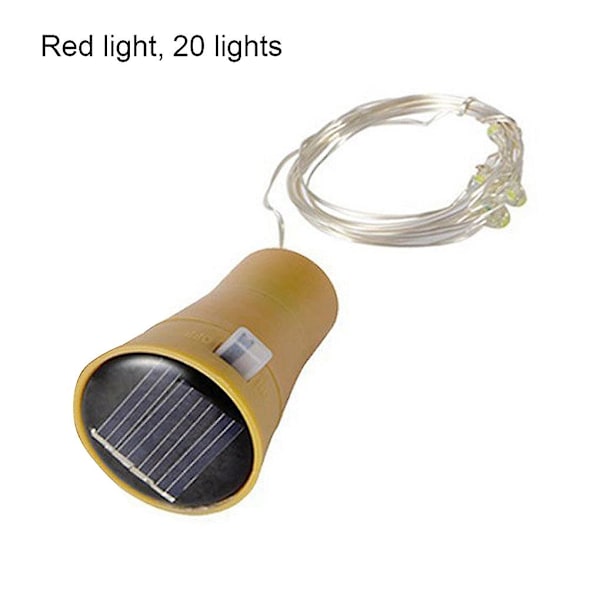 10-pak solcellelamper til vinflasker, 20 LED-solcellepropper, kobbertråd [DB] red 20LED