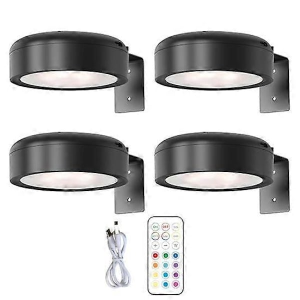 Vægmonteret trådløs billedlampe med fjernbetjening, dæmpbar, batteridrevet, justerbar 13-farvet RGB malerilampe sort sort sort 12 black
