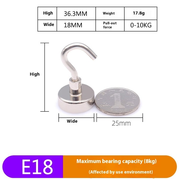 10-pack magneettiset koukut, yli 10 kg:n vahvat magneetit