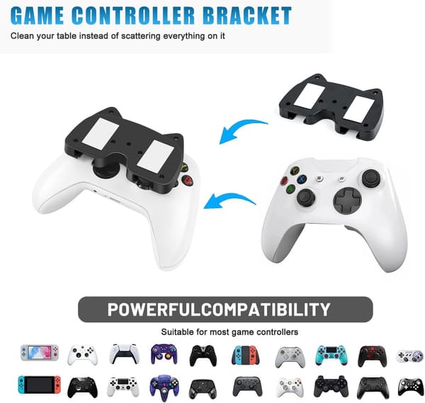 Game Controller Holder, Wall Mount/Controller Stand, 2-pack, Hanging Handle Organizer Accessories for Xbox Series X, Switch, Universal Controller, Black