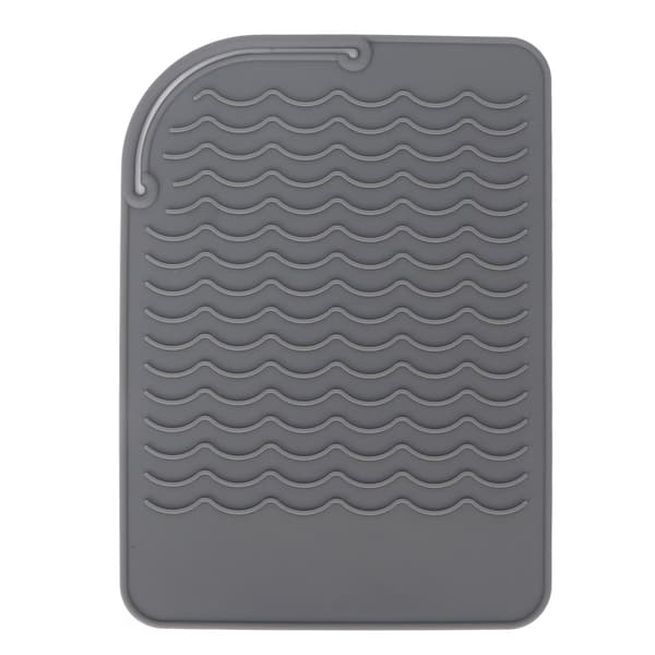 Heat Insulating Silicone Mat Wave Pattern Non-slip Flexible High Temperature Resistant Grey