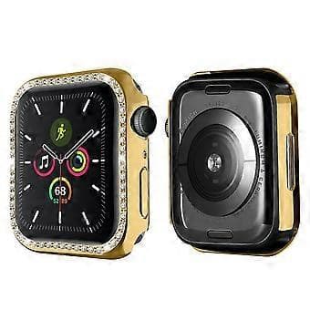 For Apple Watch Series 9/8/7 41mm Shiny Rhinestone PC Smart Watch Case Protective Frame