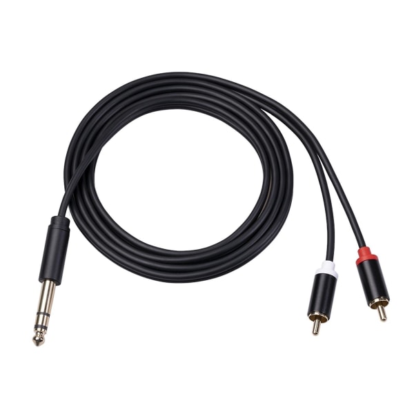 6,35 mm til 2RCA Kabel RCA Kabel 6,35 mm 1/4 tommer Hann til 2 RCA Hann Stereo Audio Adapter Y Splitter R Black 3m