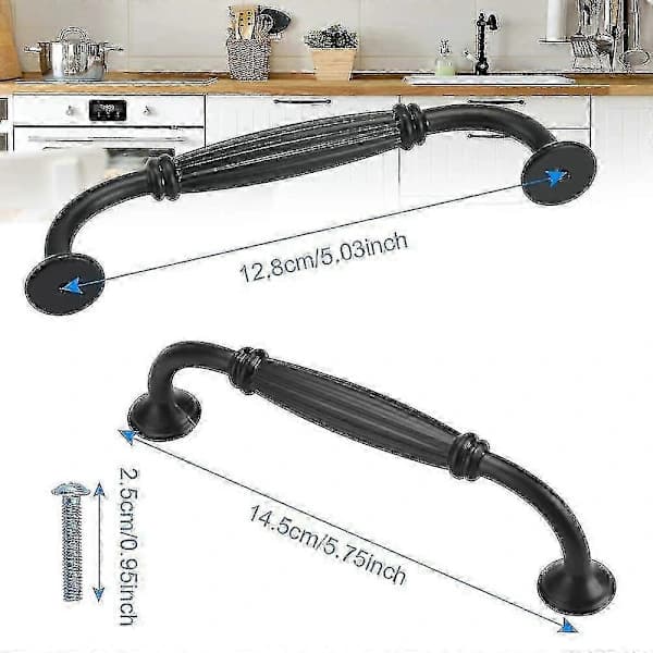 Modern Black Cabinet Handles - 10 pcs 128mm Door Handles