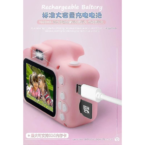 Lasten digitaalikamera Wifi Instant Print -kamera 1080p HD 32 Gt SD-kortti Selfie-kamera Pinkki