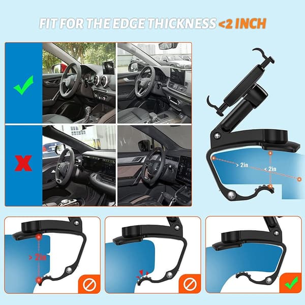 Car Phone Holder Dashboard, 360° Rotatable Phone Holder for Car