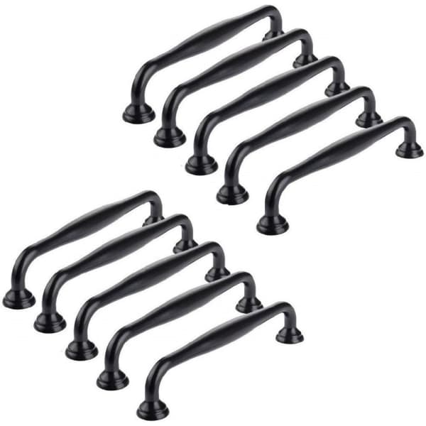10 x Buegreb Dørknapper, Skuffegreb og Knapper Skabsgreb Møbelgreb Sort (boreafstand 96 mm Type A)
