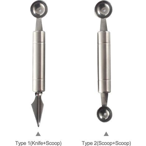 Stainless Steel Melon Baller, Decorative Fruit Knife, Ice Cream and Sorbet Scoop, Dual Function