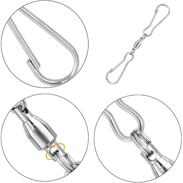 Dubbla Swivel-Hakeklippar i Rostfritt Stål 360° Rotationsbara Smidiga Snurrande Dubbla Swivel-Klippar för Att Hänga Vindspel Vindstrumpor Blomkrukor Växter Flaggor (10st)