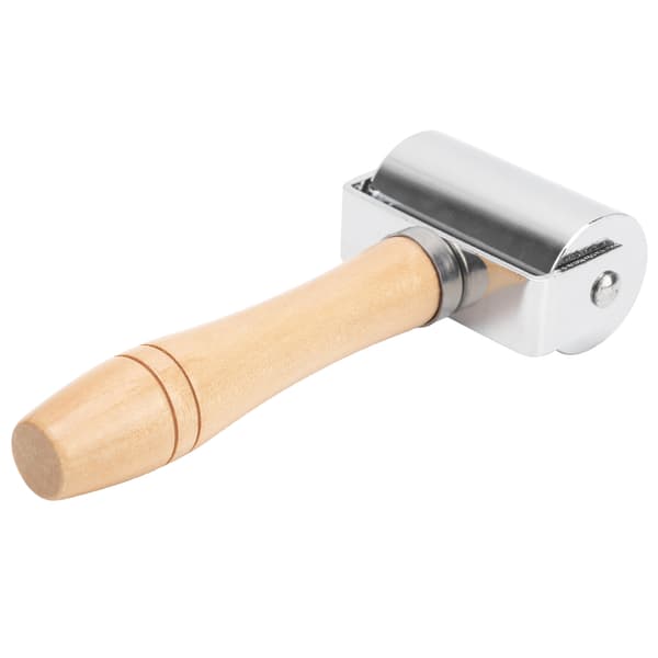 60mm Silver Leather Edge Roller Tool Wooden Handle DIY Leather Craft