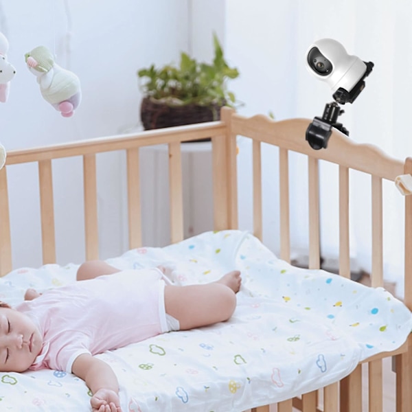 Baby Kameraovervågningsbeslag, 360 Grader Drejelig Justerbar Holder Fleksibel Kamera Stativ til Spjældevugge Børneværelse