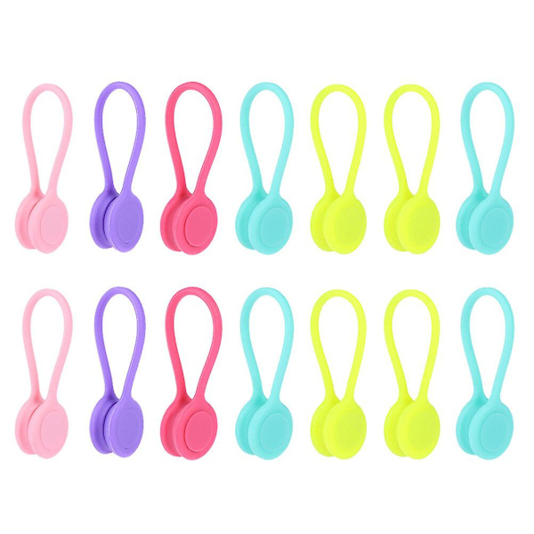 14 stk. DSL-kabel Genanvendelige Magnetiske Bånd Magnetiske Headset Bånd Magnetiske Kabelbånd Silikone Magnetiske Bånd M