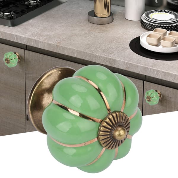 European Style Green Ceramic Pumpkin Knobs - Cabinet Drawer Furniture Handle Pull
