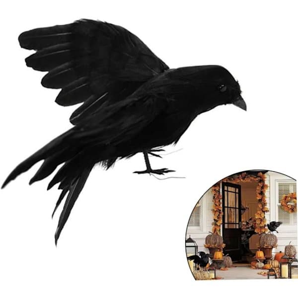 Realistic Crow Halloween Decoration Garden Yard Decor 30cm with Wings