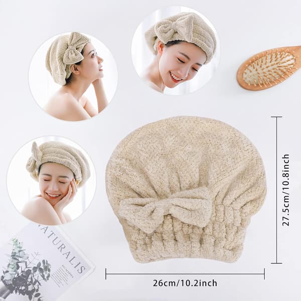(Kaffebrun) 2-pack mikrofiberhårhanddukar, superabsorberande