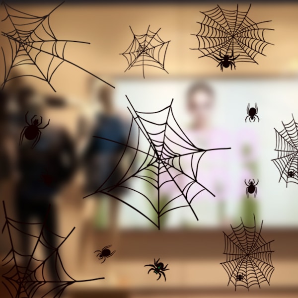 Halloween Vindu Klistremerker, Svarte Flaggermus Edderkopper Halloween Fest Dekorasjoner PVC Dobbeltsidig Statisk Avtakbar Vindu Ornamenter