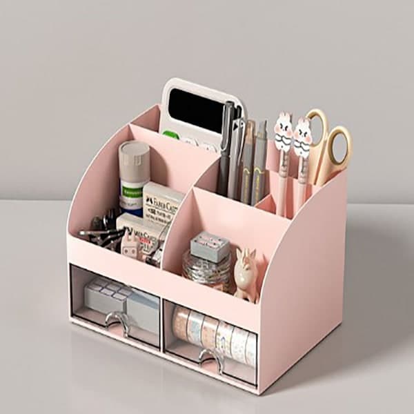 Office Storage Box for Desk, Small Drawer Storage Cabinet PINK Pink Pink Pink